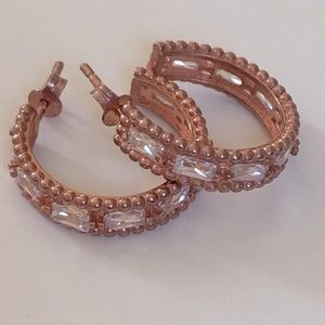 Rose gold plated cz hoop earrings